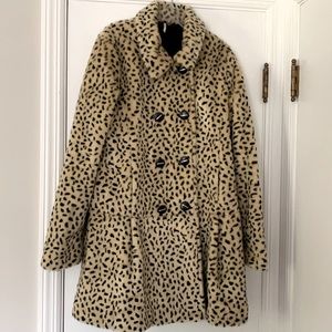 Free People Faux Fur Leopard Print Coat - 10